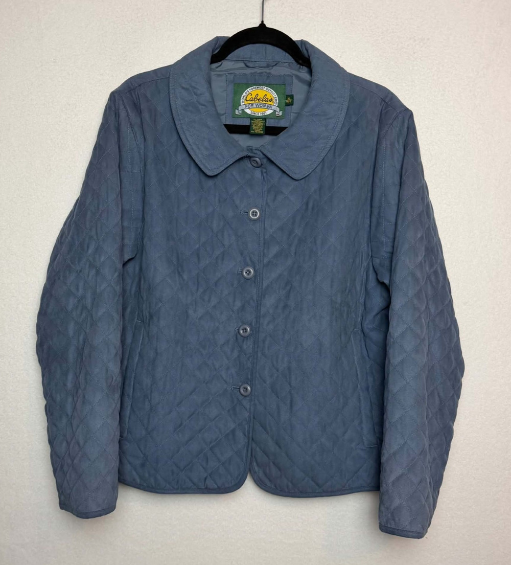 Cabela's Quilted Blue Button Front Jacket Lined Insulated Women's Size XL